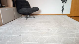Alfombra geométrica gris y blanca 200x290