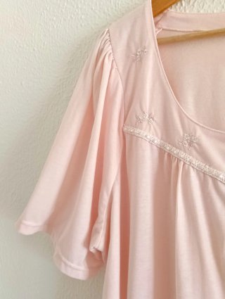Camisón rosa pastel bordado manga corta talla 3XL