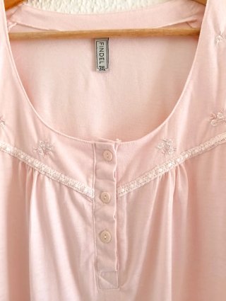 Camisón rosa pastel bordado manga corta talla 3XL