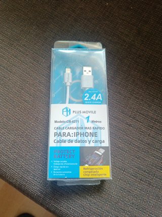 Cable Cargador Rápido PLUS MOVILE iPhone 1m