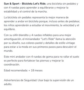 Bicicleta infantil Let's Ride