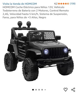 Coche eléctrico infantil 4x4 negro