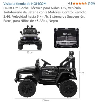 Coche eléctrico infantil 4x4 negro