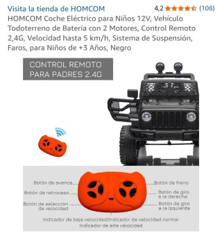 Coche eléctrico infantil 4x4 negro