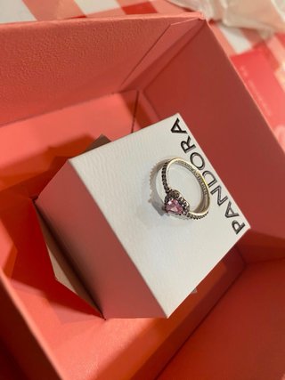 Anillo Pandora Corazón Rosa Plata