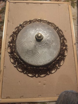 Plafón antiguo dorado y cristal pareja de 2