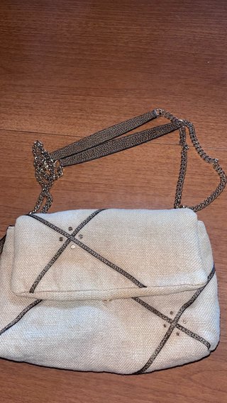 Borsa Borbonese Juta e Pelle Tracolla Beige/Marron