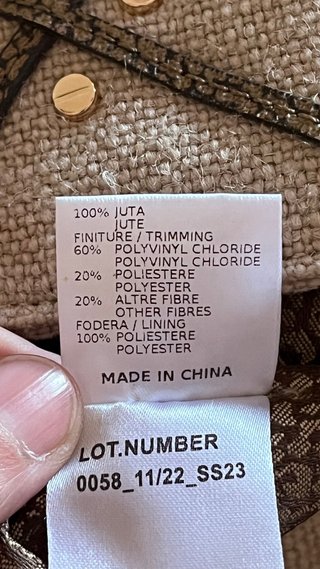 Borsa Borbonese Juta e Pelle Tracolla Beige/Marron