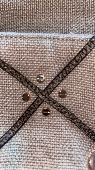Borsa Borbonese Juta e Pelle Tracolla Beige/Marron