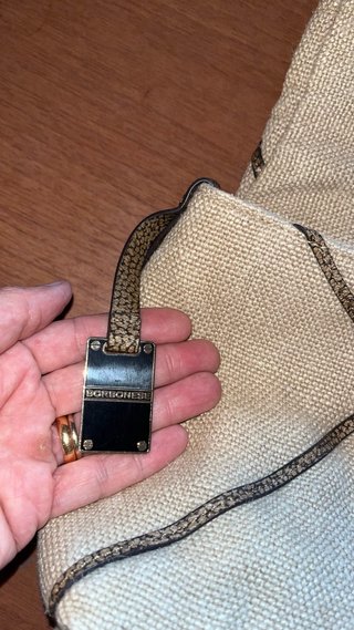 Borsa Borbonese Juta e Pelle Tracolla Beige/Marron