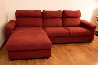 Sofá Chaise-Longue Rojo con Almacenamiento