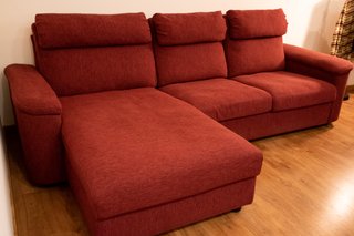 Sofá Chaise-Longue Rojo con Almacenamiento