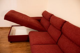 Sofá Chaise-Longue Rojo con Almacenamiento