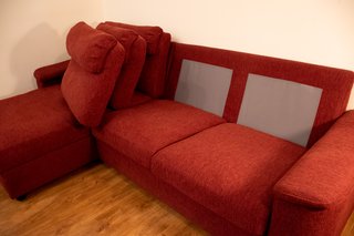 Sofá Chaise-Longue Rojo con Almacenamiento