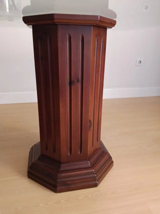 Mesa Comedor Cristal Biselado y Madera