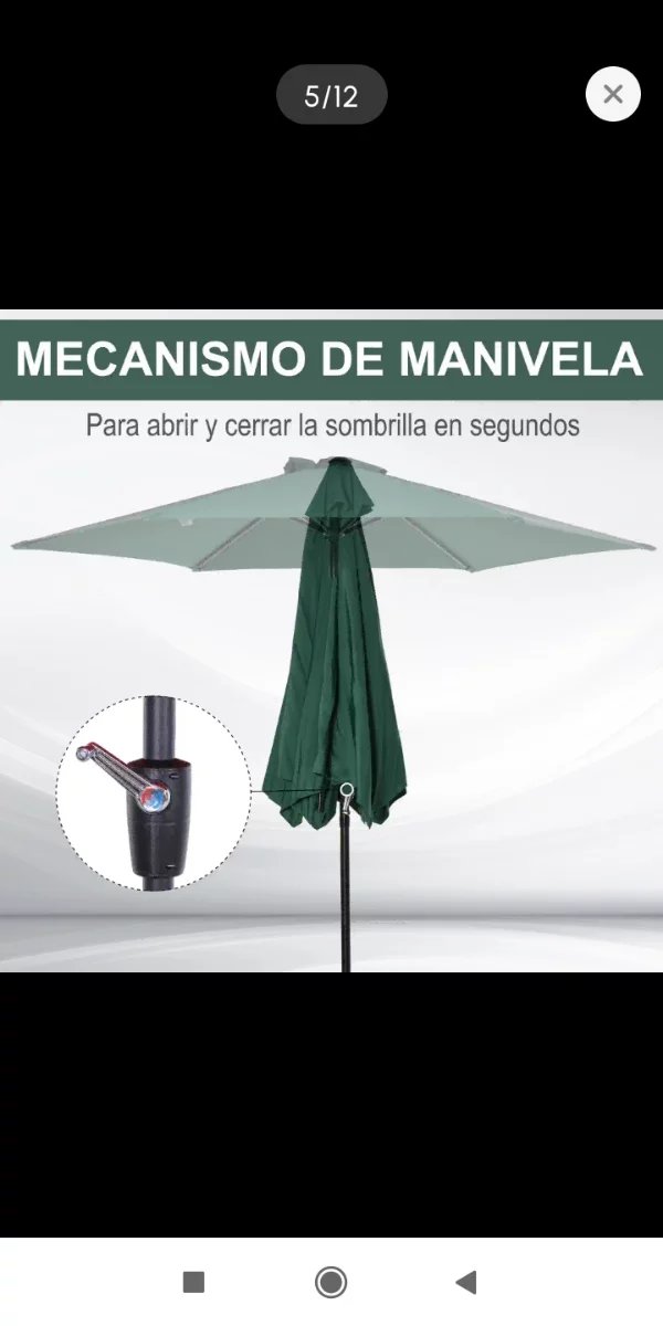 Sombrilla de jardín verde 260x235cm