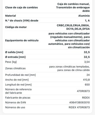 Radiador Audi A3 8V 2.0 TDI 150cv