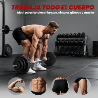Barra Pesas 70kg + 8 Discos 1.5kg