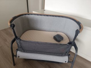 Cuna colecho gris y madera