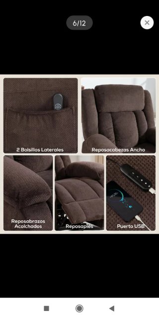 Sillón levanta personas tela marrón