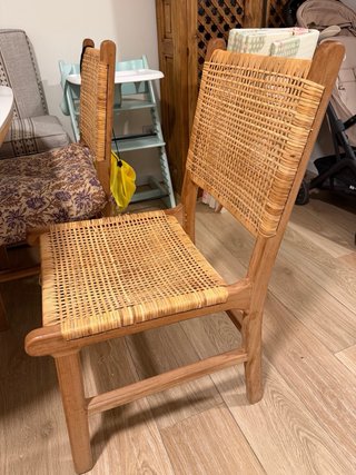 Sillas de comedor de madera y ratán