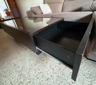 Mesa de centro salón madera y cristal