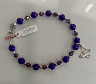 Pulsera amatista y plata con mariposa