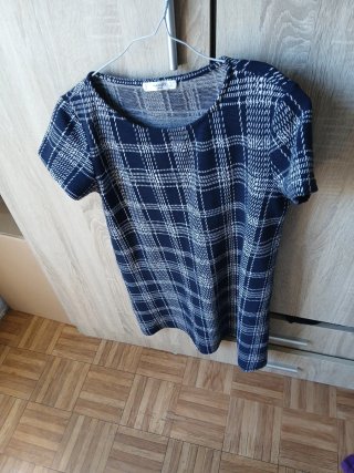 Vestido de cuadros azul y blanco
