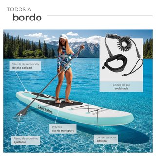 tabla paddleboard hinchable aluminio blanco turquesa 288x77x22,5cm