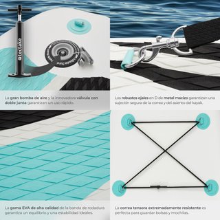 tabla paddleboard hinchable aluminio blanco turquesa 288x77x22,5cm