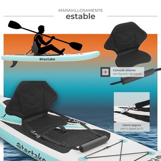 tabla paddleboard hinchable aluminio blanco turquesa 288x77x22,5cm