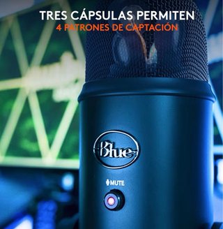 Micrófono USB Logitech Blue Yeti multi patron