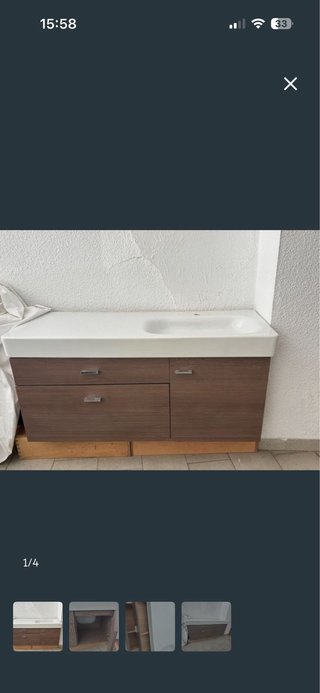 Mueble de baño madera y porcelana