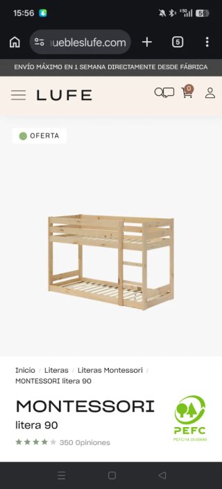 Litera de madera 90*200