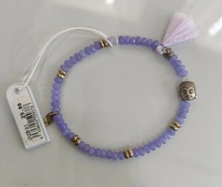 Pulsera Lotus Ágata Lila Plata Buda