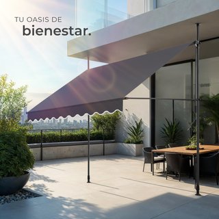 Toldo plegable para balcón con manivela, 250x120x211 - 304 cm, negro