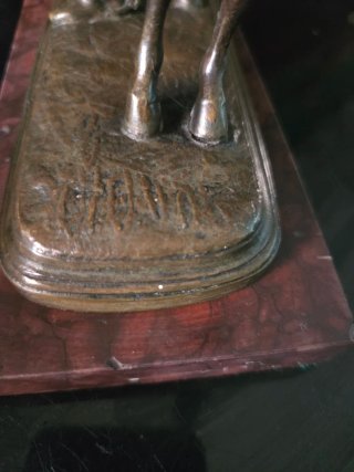 Figura bronce hombre con burro S.XIX Australia