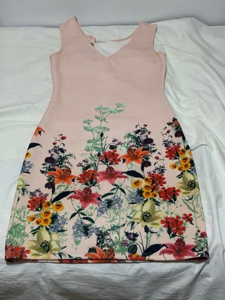 Vestido rosa estampado flores
