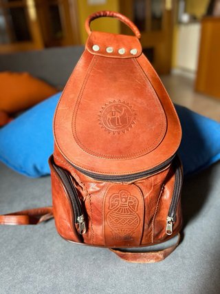 Mochila de piel auténtica