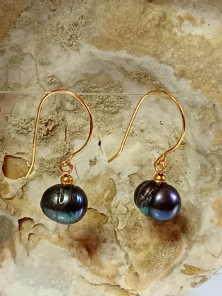 Pendientes Perlas Barrocas Negras Pavo Real