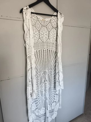 Chaleco bohemio crochet blanco Fresa fashion T.U