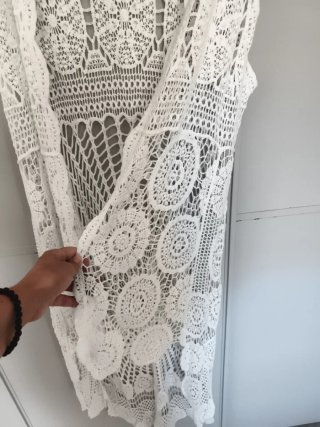 Chaleco bohemio crochet blanco Fresa fashion T.U