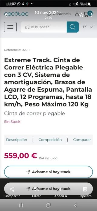 Cinta de correr eléctrica plegable