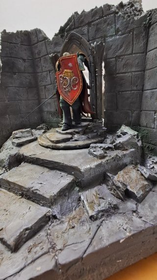 Figura diorama pint  mano lion el'jonson warhammer