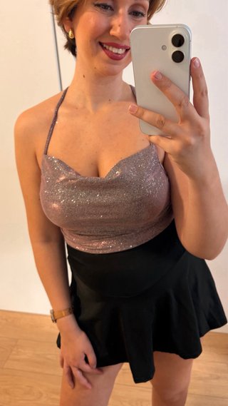 Top rosa brillo