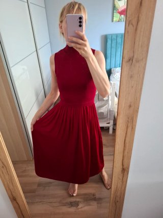 Vestido largo burdeos punto fino para estrenar