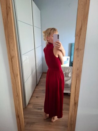 Vestido largo burdeos punto fino para estrenar