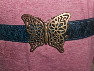 Cinturón Talla Grande Mariposa Bronce Azul
