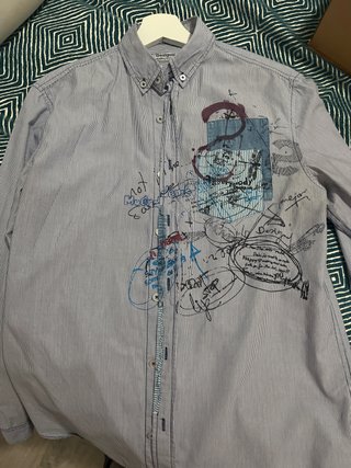 Camisa Desigual Talla S Rayas Gráficas