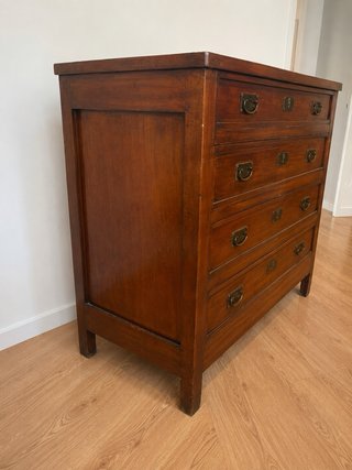 Cómoda antigua de madera maciza con 4 cajones gran
